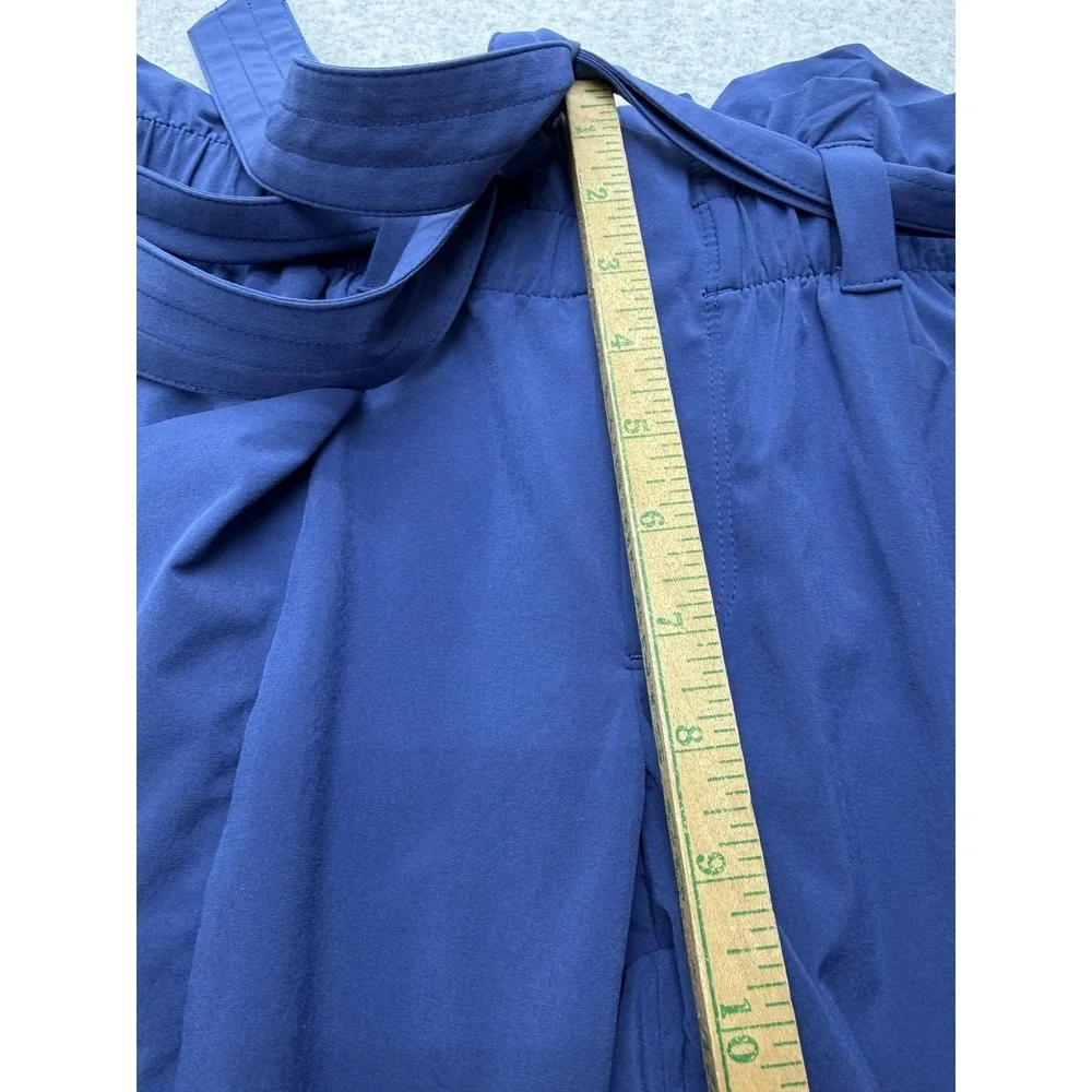 Athleta Ankle Pants Womens 2 Blue Paperbag Waist Belted Pockets Stretch Travel